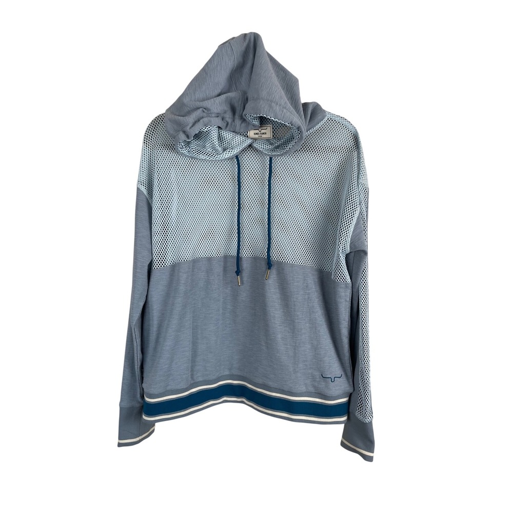 Kimes Ranch Womens Blue Mesh Panel Hoodie Sweatshirt Large Western‎ Athletic